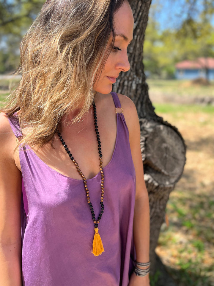 Shungite and Hematite Mala Necklace- LIMITED EDITION
