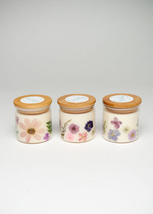Hand-Poured Luxury Scented Candles w/ Pressed Flowers