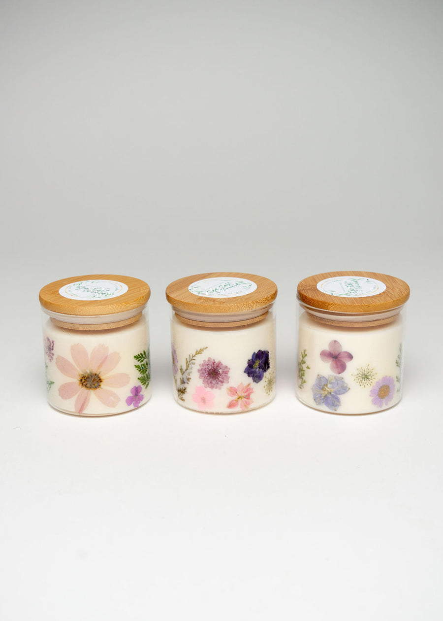 Hand-Poured Luxury Scented Candles w/ Pressed Flowers