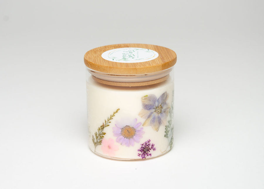 Hand-Poured Luxury Scented Candles w/ Pressed Flowers